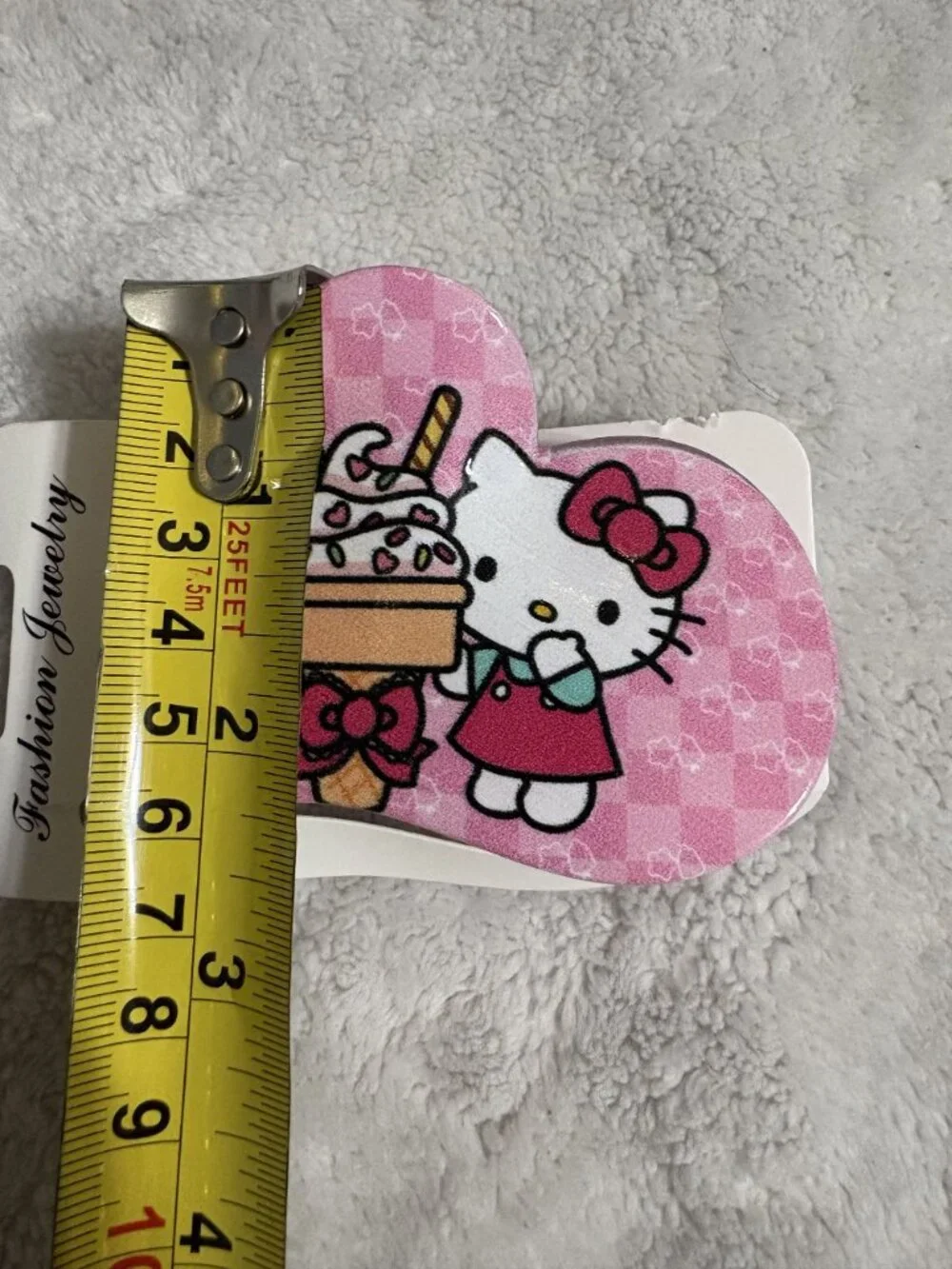 NWT New Pink Checkered Hello Kitty Heart-Shaped Hair Claw Clip Accessory